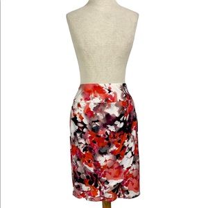 Kelly & Diane 4 Coral Red White Floral Faux Wrap Skirt